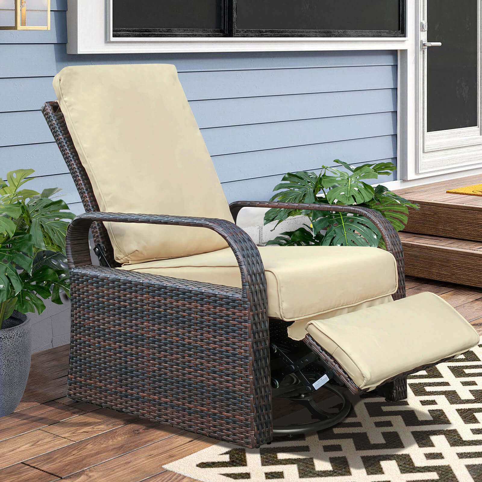 Skypatio Wicker Recliner, Outdoor Recliner Chair